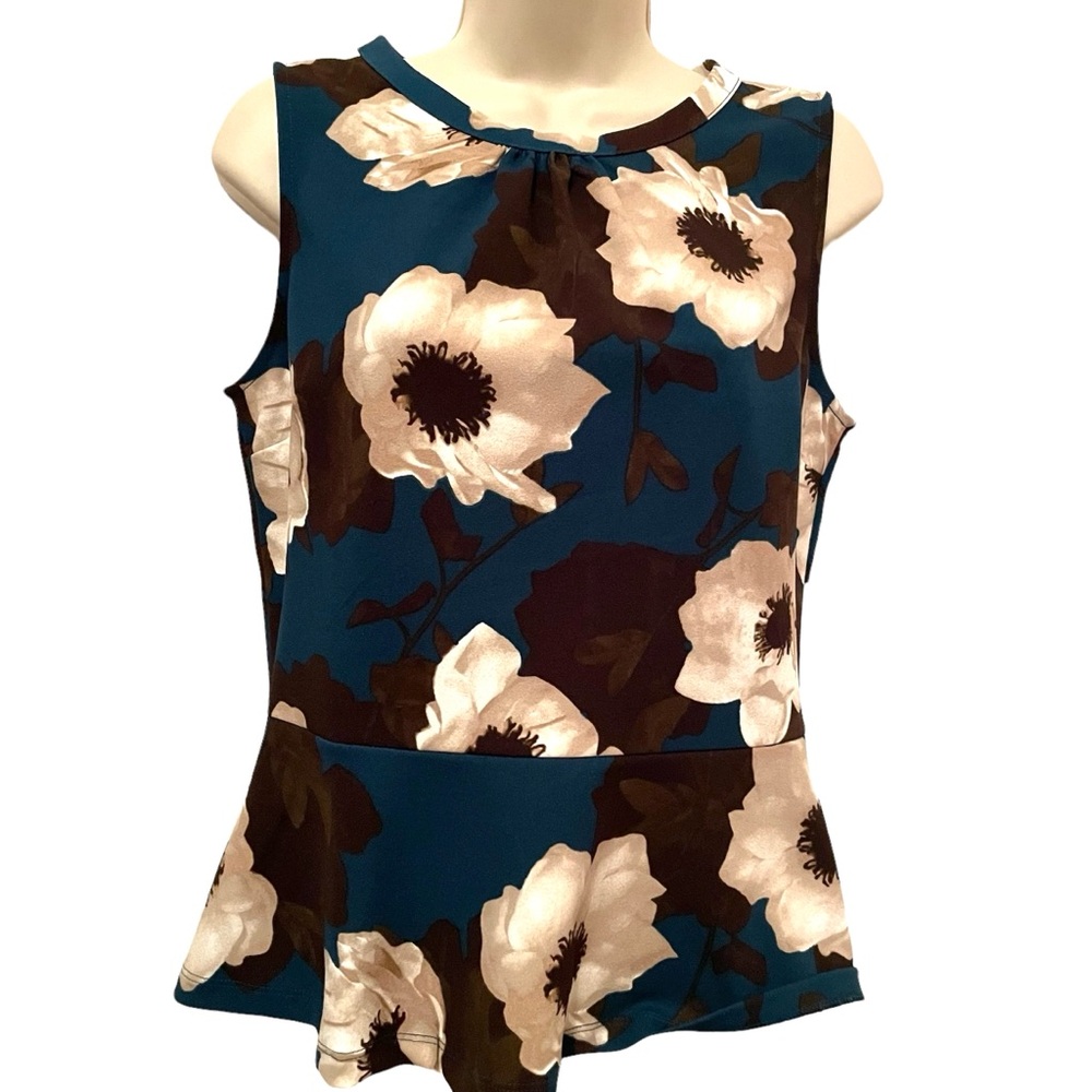 Banana Republic Sleeveless Peplum Blouse Floral Print Size Small